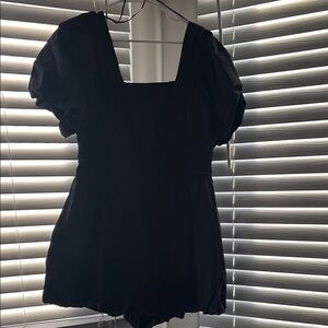 Maeve Black Ruffled Flutter Sleeve Bodysuit